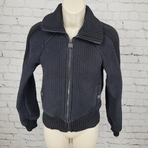 CHANEL Black Wool Blend Knit Full Zip Jacket France Made Size 36 US XS